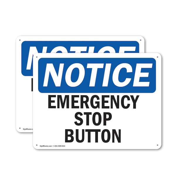 Signmission Emergency Stop Button, 10 in W x Rectangle, Plastic OS-2PACK-NS-P-710-L-11915 - main